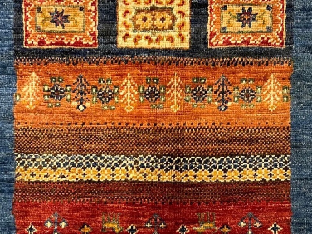 Tajik Pamir kilim with banded ornament